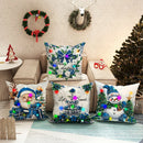 Ljojo LED Christmas Pillowcase with Santa Claus Snowman Garland Pattern