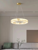 Alabaster Round Marble Chandelier: Luxury LED Hanging Lamps for Living Room by Ljojo