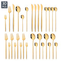 Ljojo 30-Piece Silver Mirror Cutlery Set Stainless Steel Dinnerware & Flatware