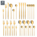Ljojo 30-Piece Silver Mirror Cutlery Set Stainless Steel Dinnerware & Flatware