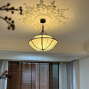 French Medieval Retro Drum Shape Pendant Lights Fabric Chandeliers by Ljojo - Elegant Living Room Lighting