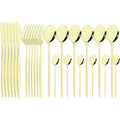 Ljojo 24pcs Stainless Steel Cutlery Set Fork Teaspoon Knife Silverware Flatware