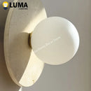Ljojo Natural Stone Glass Ball Wall Light, Wabi-Sabi Yellow Travertine Ceiling Lamp
