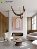 Ljojo Industrial Minimalist Wood LED Pendant Lights Chandelier for Home Decoration