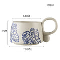 Ljojo 12oz Blue and White Ceramic Coffee Mug - Handmade Stoneware Cup
