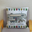 Happy Campers Owl Motorhome Print Pillow Case by Ljojo