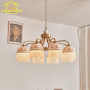 French Retro Medieval Cream Wind Chandelier Lighting LED E27 Iron Art Fringe Ceramics Pendant Lights for Living/Dining Room