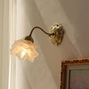 French Copper Wall Lamp Flower Glass Retro Bedside Lighting for Ljojo
