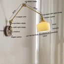 Ljojo LED Wall Light Fixture Modern Style Walnut Copper Bedroom Living Room Bedside Lamp
