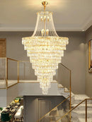 Large Long Crystal Chandelier Golden Stainless Steel Light for Hotel Lobby Staircase by Ljojo