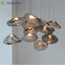 Ljojo Modern Amber Stone LED Pendant Light Chandelier for Living Room Home Decoration