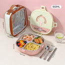 Ljojo 304 Stainless Steel Divided Lunch Box with Cutlery & Leakproof Design
