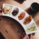 Ljojo Matte Stone Curved Plate: Patterned Ceramic Dessert Sushi Snack Molecular Cuisine Plate