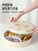 Ljojo Melamine Fruit Plate with Lid - Divided Snack Box for Living Room