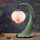 Ljojo Lotus Table Lamp: Chinese Retro Art Decor for Living Room, Bedroom, Study