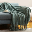Cozy Knit Throw Blanket with Tassel, Black Lightweight Decorative Blanket for Couch and Bed by Ljojo