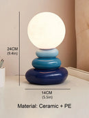 Colorful Ceramic LED Table Lamp - Ljojo Moon Stromatolite, Bedroom Desk Mood Light