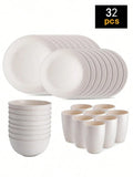 Ljojo 24-Piece Reusable Plastic Tableware Set for Family Picnics and School