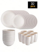 Ljojo 24-Piece Reusable Plastic Tableware Set for Family Picnics and School