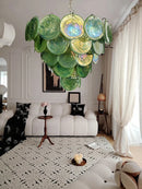 Murano Glass Chandelier: Blue Green Pink Glossy Ceiling Light for Girls Room by Ljojo