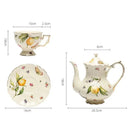 Ljojo Lemon Pattern Tea Set: Cup, Saucer, Teapot, Plate, Kettle - European Ceramic Offering
