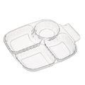 Ljojo 4 Grids Square Plastic Dinner Plate Set - Reusable & Dishwasher Safe Tableware