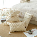 Geometric Tufted Boho Style Pillow Cover with Tassel, 100% Cotton Cushion Cover