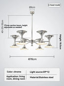 Modern Bauhaus Chrome Pendant Lights Silver Horn Chandelier for Living Room by Ljojo
