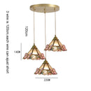 Antique Brass Stained Glass Chandelier Japanese Style Butterfly Lamp by Ljojo