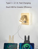 Ljojo Led Wall Sconce Lamp Touch Switch USB Tri-color Diammable Lights