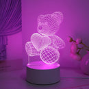 3D Heart Little Bear Night Light Night Decor Ljojo Bedroom Desktop Atmosphere Light
