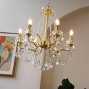 French Luxury Copper Candle Led E14 Chandelier | Elegant Crystal Pendant Lights - Ljojo