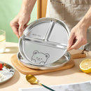 Ljojo 304 Stainless Steel Round Dinner Plate 3 Compartments Stackable Fruit Salad Plates