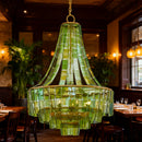 Vintage American Green Glass Chandelier LED Dimmable Double Layer for Villa Living Room - Ljojo