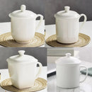 Ljojo 500ML Bone  Tumbler with Lid, Pure White Ceramic Coffee Mug