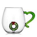 Ljojo 3D Christmas Glass Mug Cup - Snowflake Tree Snowman Design