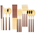 Ljojo 16-Piece Luxury Stainless Steel Tableware Set, Knife Fork Spoon Chopsticks