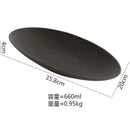 Ljojo Matte Striped Oval Ceramic Fish Plate for Molecular Cuisine Tableware