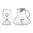 Ljojo 3D Pink Winged Heart Glass Carafe - Lovely Water Jug for Lovers
