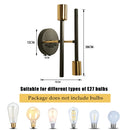 Ljojo Modern 2-Head Wall Sconce in Black & Gold for Bedroom, Living, Dining Room