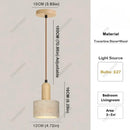 Yellow Travertine Pendant Light Stone Wood Hanging Light for Kitchen Island by Ljojo