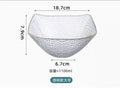 Ljojo 1100ml Glass Fruit Bowl with Gold Border, Square Hat Plate for Desserts