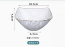 Ljojo 1100ml Glass Fruit Bowl with Gold Border, Square Hat Plate for Desserts
