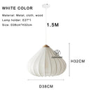 French Minimalist Pendant Light Onion Shape Fabric Lampshade for Living Room.
