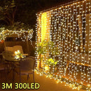 Ljojo LED Curtain String Lights - 8 Mode Fairy Decoration for Home, Garden, Christmas, Party