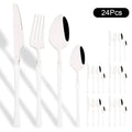 Ljojo 24Pcs Pink Gold Stainless Steel Cutlery Set - Western Flatware Tableware