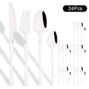 Ljojo 24Pcs Pink Gold Stainless Steel Cutlery Set - Western Flatware Tableware