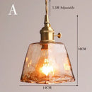 Amber Glass Pendant Lamp LED E27 Hanging Light by Ljojo