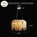 Ljojo Luxury Tassel Chandelier Lighting: Postmodern Aluminum Chain Hanging Lights for Living Room Bedroom Hotel