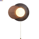 Ljojo Luxury LED Wall Light Black Travertine Glass Wood Japan Style Bedside Lamp